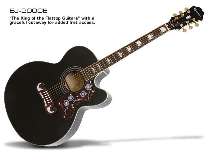 Hovedbilde Epiphone EJ-200SCE Jumbo Gitar m/ Elektronikk, Ebony, CF